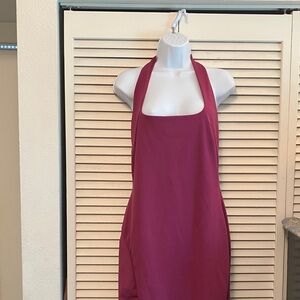 Tamari Crepe Halter Dark Pink Backless Dress
